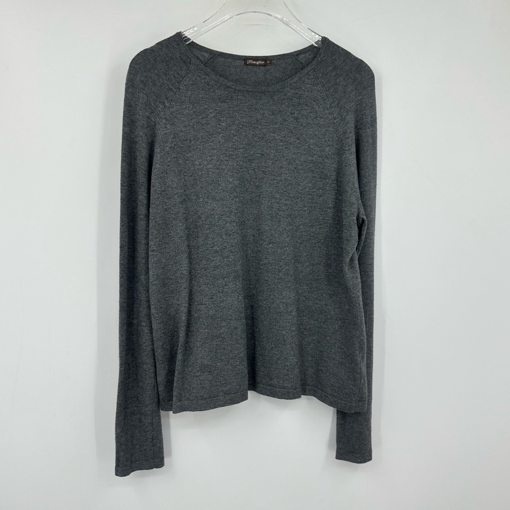 J.McLaughlin Gray Sweater Button Cuffs Crew Neck Womens Medium | AQ598 - Picture 1 of 6
